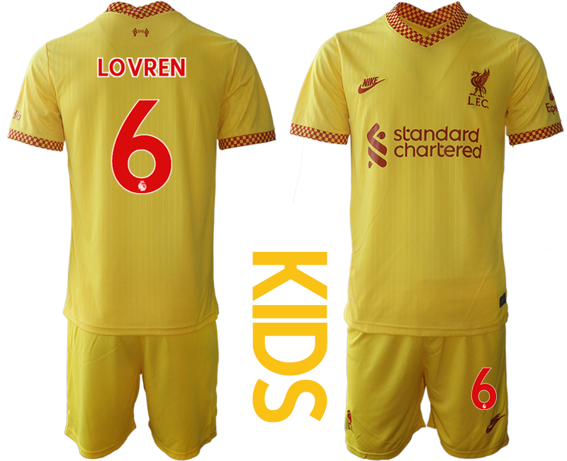 Youth 2021-2022 Club Liverpool Second away yellow #6 Soccer Jersey